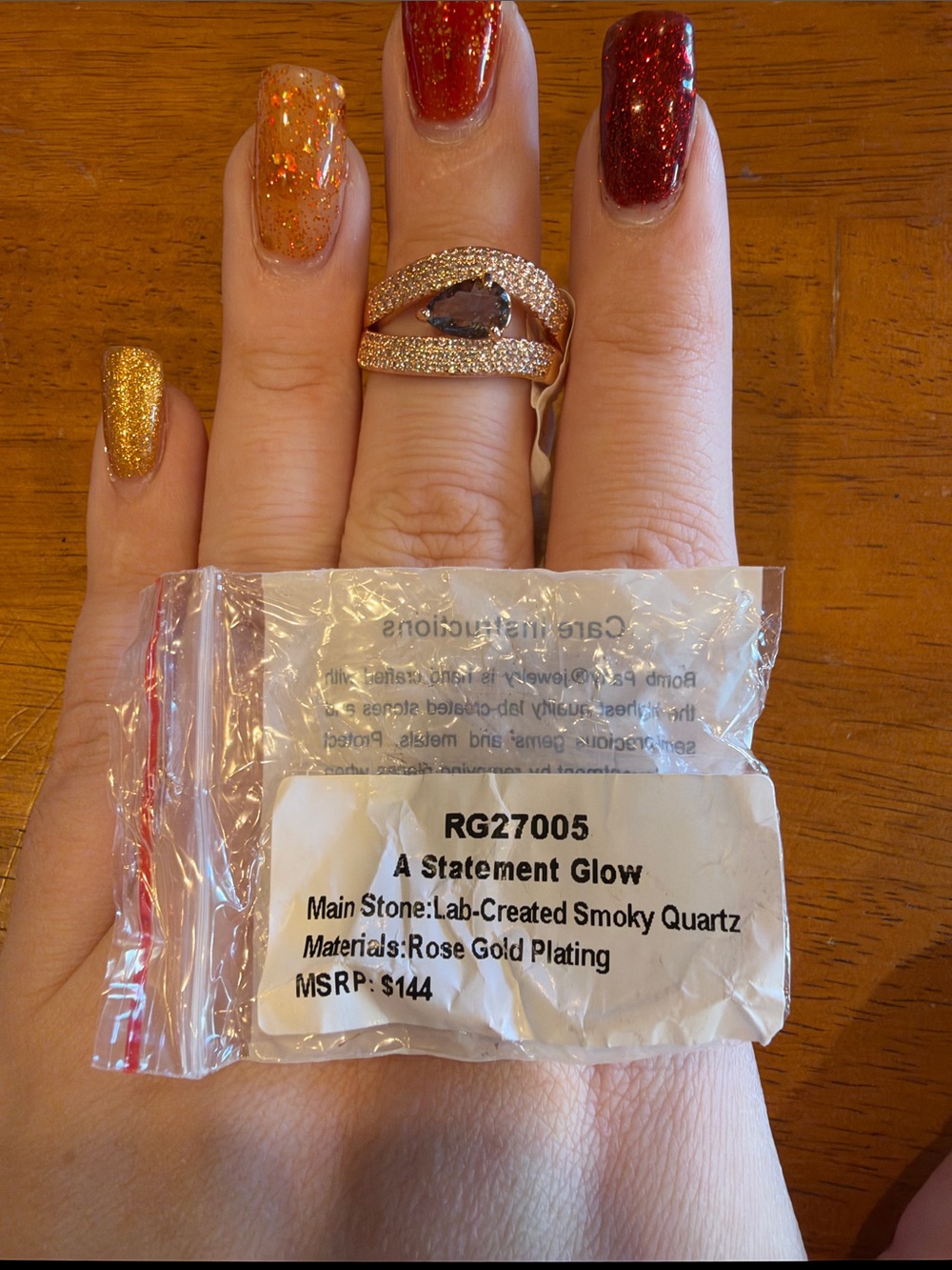 A Statement Glow Rose Gold Smoky Quartz Ring - Rose Gold